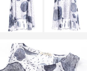 所然原創(chuàng)文藝精紡麻料水墨年輪印花套裝 流淌在織物上的時(shí)光詩畫